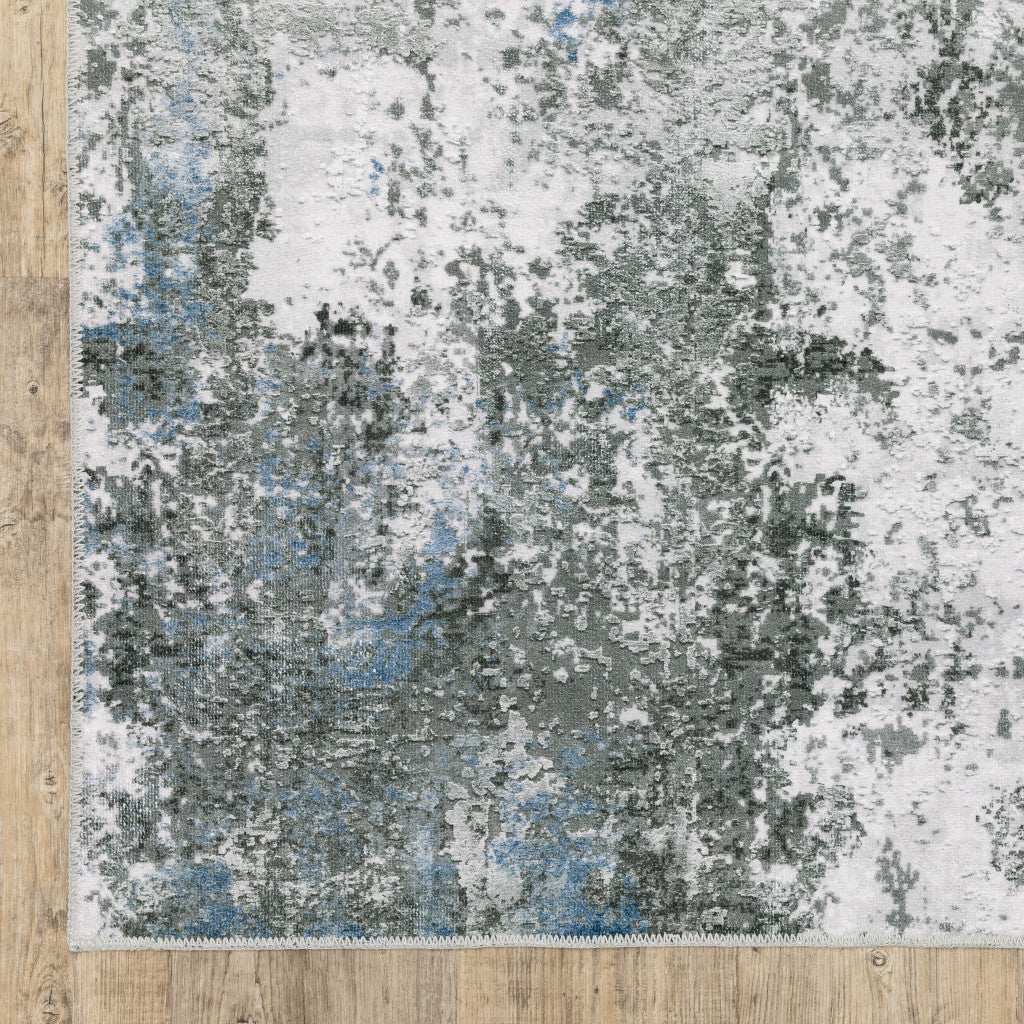 4' X 6' Silver Grey Charcoal And Light Blue Abstract Printed Stain Resistant Non Skid Area Rug - Homeroots - Flyclothing LLC