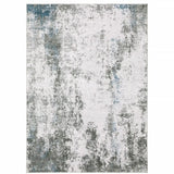 5' X 7' Silver Grey Charcoal And Light Blue Abstract Printed Stain Resistant Non Skid Area Rug - Homeroots - Flyclothing LLC