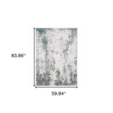5' X 7' Silver Grey Charcoal And Light Blue Abstract Printed Stain Resistant Non Skid Area Rug - Homeroots - Flyclothing LLC
