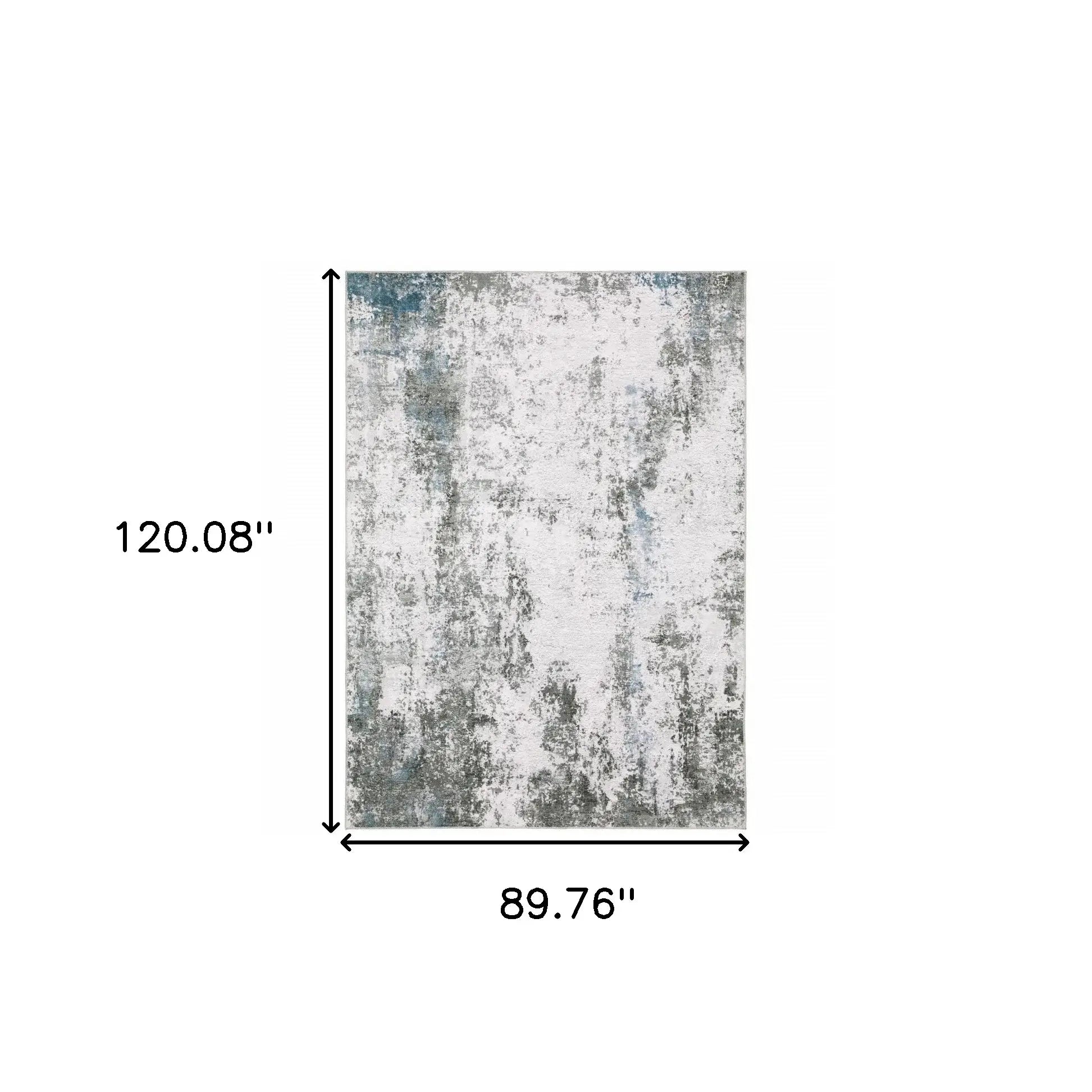 8' X 10' Silver Grey Charcoal And Light Blue Abstract Printed Stain Resistant Non Skid Area Rug - Homeroots - Flyclothing LLC