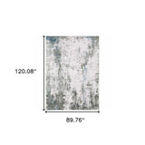 8' X 10' Silver Grey Charcoal And Light Blue Abstract Printed Stain Resistant Non Skid Area Rug - Homeroots - Flyclothing LLC