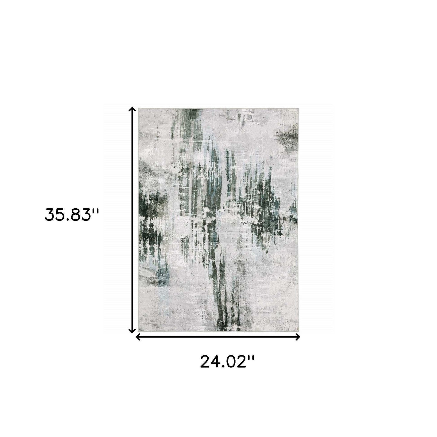 2' X 3' Silver Grey Teal Blue And Charcoal Abstract Printed Stain Resistant Non Skid Area Rug - Homeroots - Flyclothing LLC