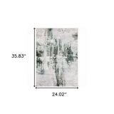 2' X 3' Silver Grey Teal Blue And Charcoal Abstract Printed Stain Resistant Non Skid Area Rug - Homeroots - Flyclothing LLC