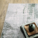 2' X 3' Silver Grey Teal Blue And Charcoal Abstract Printed Stain Resistant Non Skid Area Rug - Homeroots - Flyclothing LLC