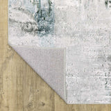 2' X 3' Silver Grey Teal Blue And Charcoal Abstract Printed Stain Resistant Non Skid Area Rug - Homeroots - Flyclothing LLC