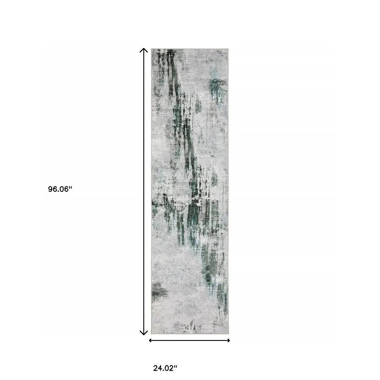 2' X 8' Silver Grey Teal Blue And Charcoal Abstract Printed Stain Resistant Non Skid Runner Rug - Homeroots - Flyclothing LLC