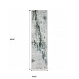 2' X 8' Silver Grey Teal Blue And Charcoal Abstract Printed Stain Resistant Non Skid Runner Rug - Homeroots - Flyclothing LLC
