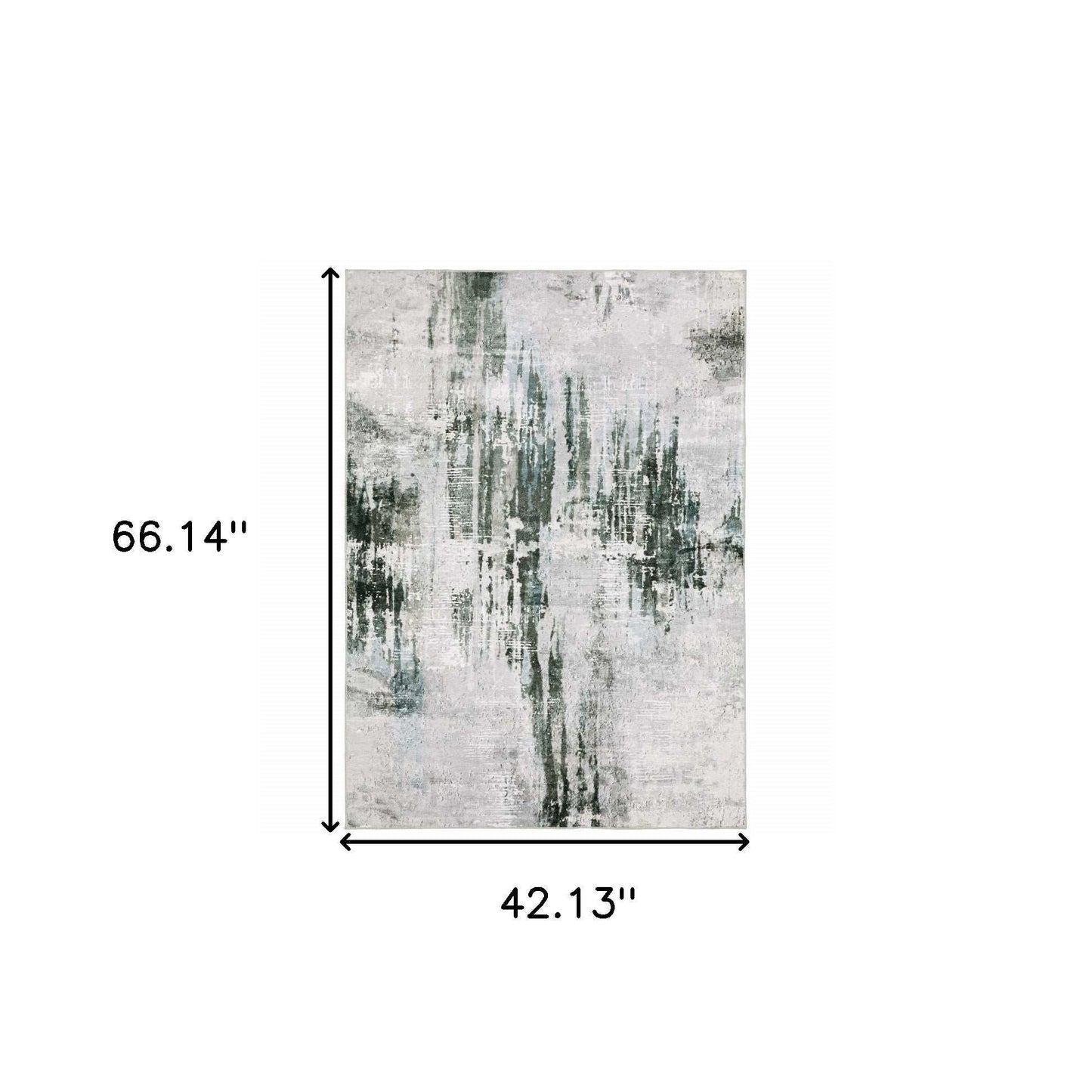 4' X 6' Silver Grey Teal Blue And Charcoal Abstract Printed Stain Resistant Non Skid Area Rug - Homeroots - Flyclothing LLC
