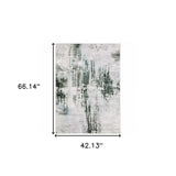 4' X 6' Silver Grey Teal Blue And Charcoal Abstract Printed Stain Resistant Non Skid Area Rug - Homeroots - Flyclothing LLC