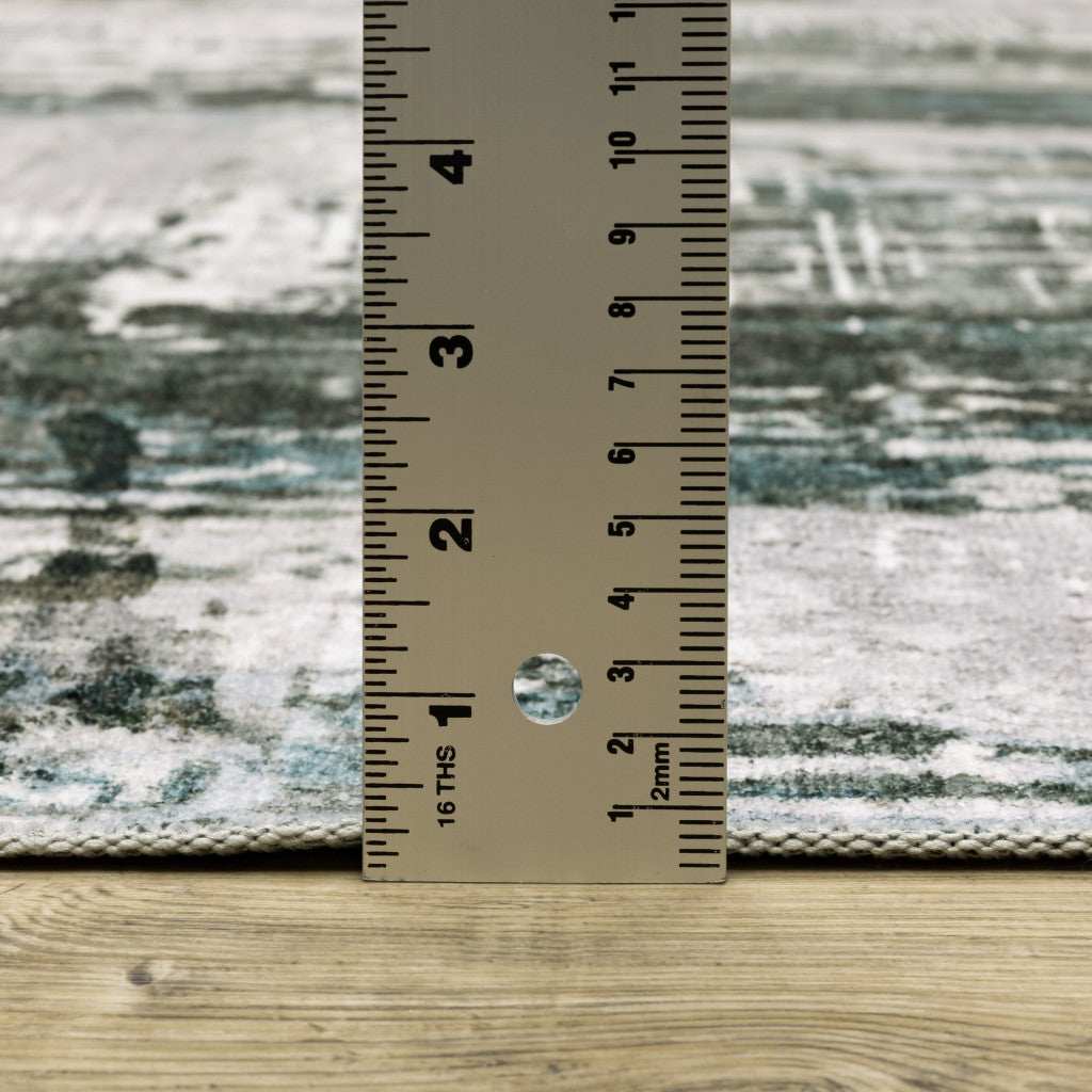 4' X 6' Silver Grey Teal Blue And Charcoal Abstract Printed Stain Resistant Non Skid Area Rug - Homeroots - Flyclothing LLC