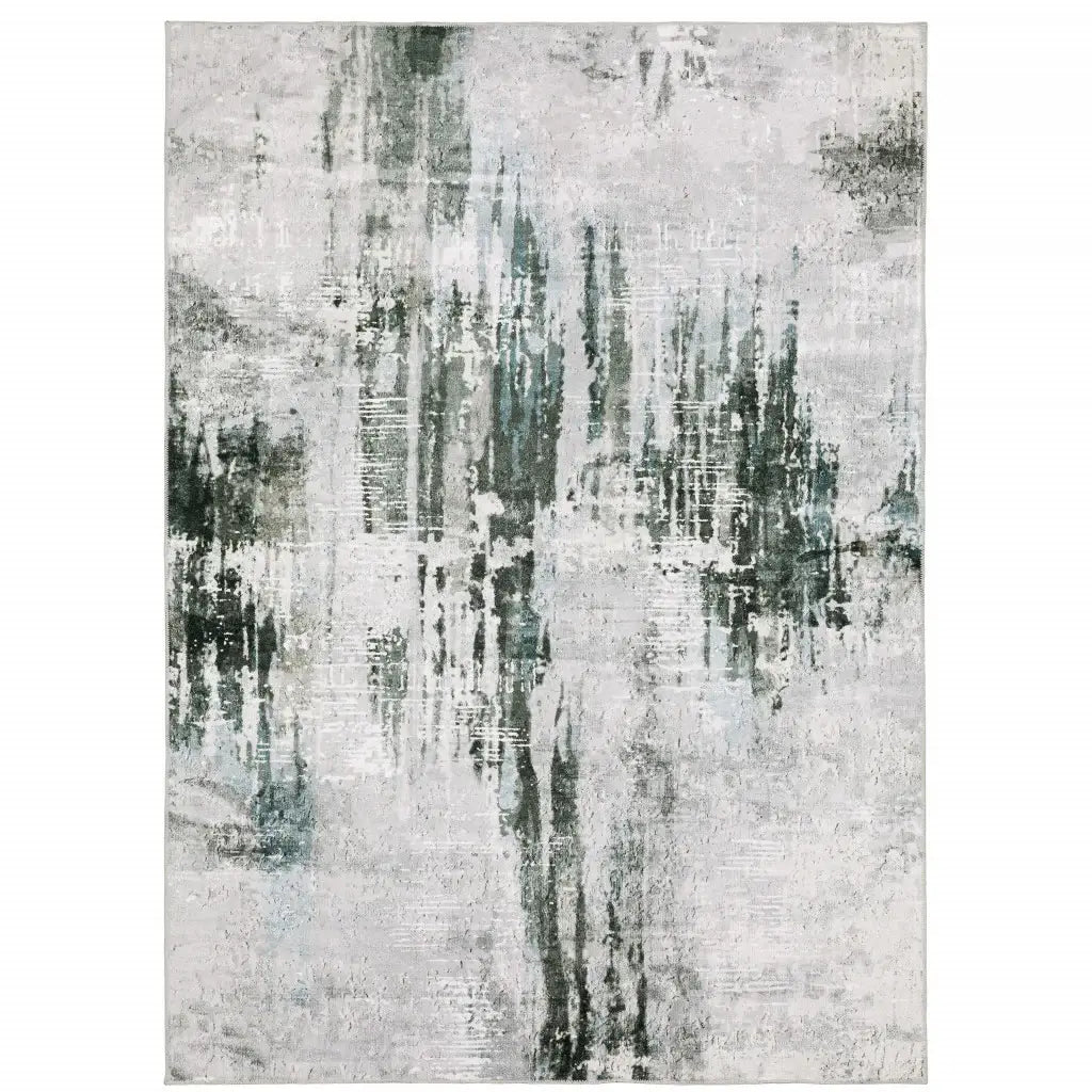 5' X 7' Gray And White Abstract Printed Stain Resistant Non Skid Area Rug - Homeroots - Flyclothing LLC
