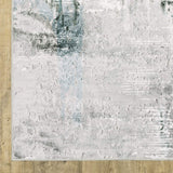 8' X 10' Silver Grey Teal Blue And Charcoal Abstract Printed Stain Resistant Non Skid Area Rug - Homeroots - Flyclothing LLC