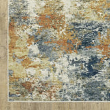 8' X 10' Teal Blue Orange Gold Grey Tan Brown And Beige Abstract Printed Stain Resistant Non Skid Area Rug - Homeroots - Flyclothing LLC