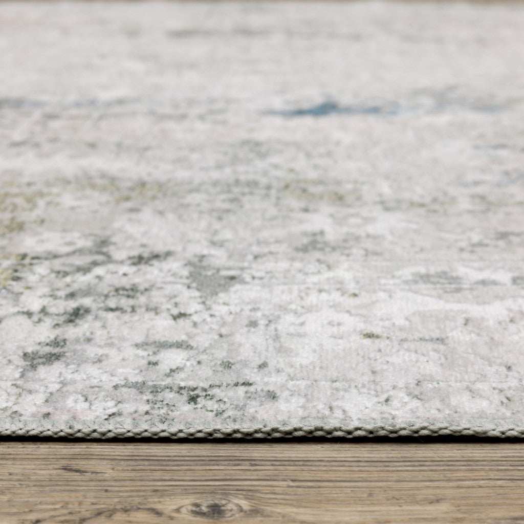 2' X 3' Ivory And Blue Abstract Printed Stain Resistant Non Skid Area Rug - Homeroots - Flyclothing LLC