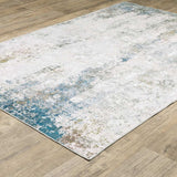 2' X 3' Ivory And Blue Abstract Printed Stain Resistant Non Skid Area Rug - Homeroots - Flyclothing LLC