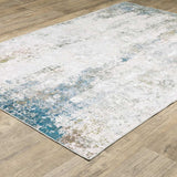 2' X 3' Ivory And Blue Abstract Printed Stain Resistant Non Skid Area Rug - Homeroots - Flyclothing LLC