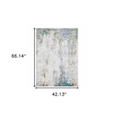 4' X 6' Ivory And Blue Abstract Printed Stain Resistant Non Skid Area Rug - Homeroots - Flyclothing LLC