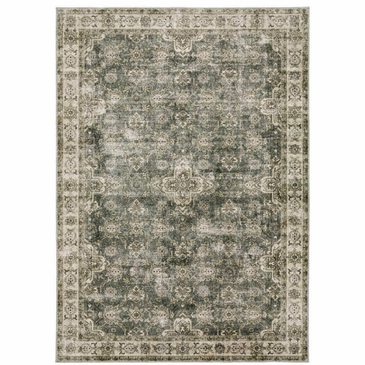 2' X 3' Ivory And Blue Oriental Printed Stain Resistant Non Skid Area Rug - Homeroots - Flyclothing LLC