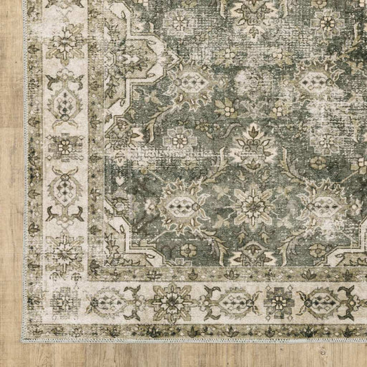 2' X 3' Ivory And Blue Oriental Printed Stain Resistant Non Skid Area Rug - Homeroots - Flyclothing LLC