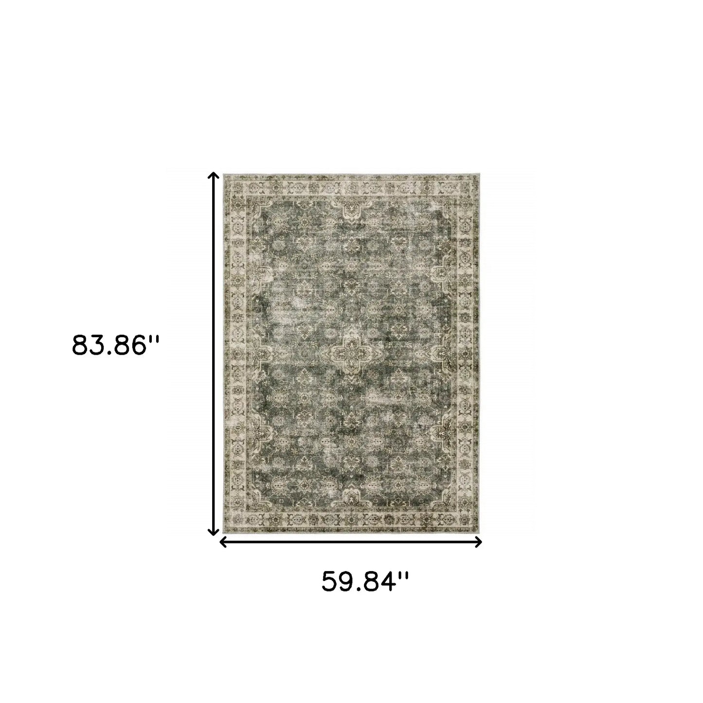5' X 7' Blue And Beige Oriental Printed Stain Resistant Non Skid Area Rug - Homeroots - Flyclothing LLC