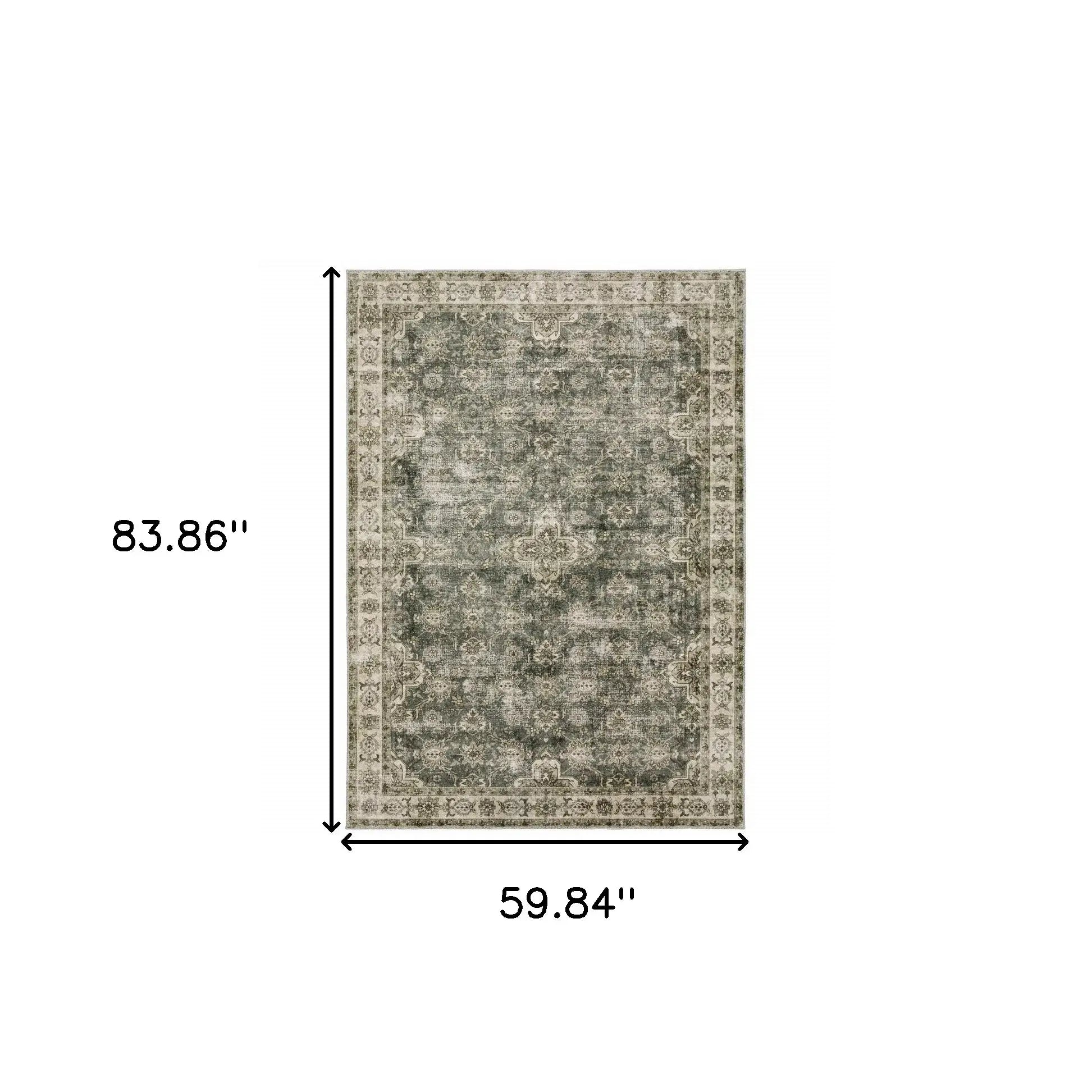 5' X 7' Blue And Beige Oriental Printed Stain Resistant Non Skid Area Rug - Homeroots - Flyclothing LLC