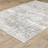 2' X 3' Sage Green Grey Ivory And Silver Oriental Printed Stain Resistant Non Skid Area Rug - Homeroots - Flyclothing LLC