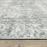 4' X 6' Sage Green Grey Ivory And Silver Oriental Printed Stain Resistant Non Skid Area Rug - Homeroots - Flyclothing LLC