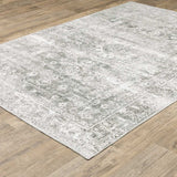 4' X 6' Sage Green Grey Ivory And Silver Oriental Printed Stain Resistant Non Skid Area Rug - Homeroots - Flyclothing LLC