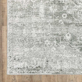 4' X 6' Sage Green Grey Ivory And Silver Oriental Printed Stain Resistant Non Skid Area Rug - Homeroots
