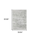 5' X 7' Sage Green Grey Ivory And Silver Oriental Printed Stain Resistant Non Skid Area Rug - Homeroots - Flyclothing LLC