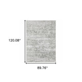 8' X 10' Sage Green Grey Ivory And Silver Oriental Printed Stain Resistant Non Skid Area Rug - Homeroots - Flyclothing LLC