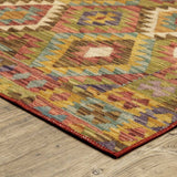 2' X 3' Gold Orange Brown Red Green Purple And Beige Southwestern Printed Stain Resistant Non Skid Area Rug - Homeroots - Flyclothing LLC