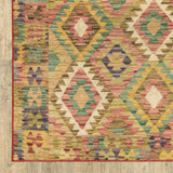 2' X 3' Gold Orange Brown Red Green Purple And Beige Southwestern Printed Stain Resistant Non Skid Area Rug - Homeroots
