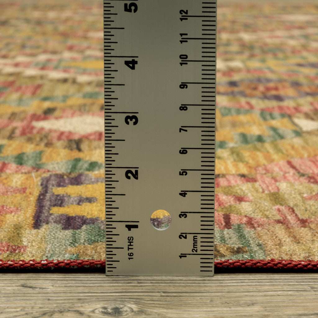 2' X 3' Gold Orange Brown Red Green Purple And Beige Southwestern Printed Stain Resistant Non Skid Area Rug - Homeroots - Flyclothing LLC