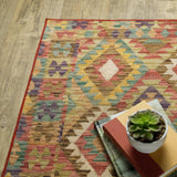 2' X 8' Gold Orange Brown Red Green Purple And Beige Southwestern Printed Stain Resistant Non Skid Runner Rug - Homeroots - Flyclothing LLC