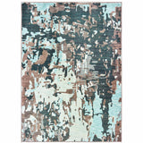10' X 13' Grey And Blue Abstract Power Loom Stain Resistant Area Rug