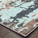 10' X 13' Grey And Blue Abstract Power Loom Stain Resistant Area Rug - Homeroots