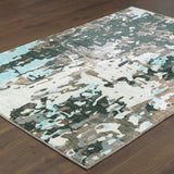 10' X 13' Grey And Blue Abstract Power Loom Stain Resistant Area Rug - Homeroots - Flyclothing LLC