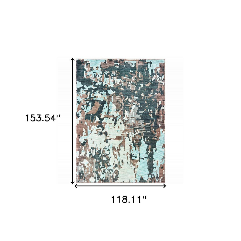 10' X 13' Grey And Blue Abstract Power Loom Stain Resistant Area Rug - Homeroots - Flyclothing LLC