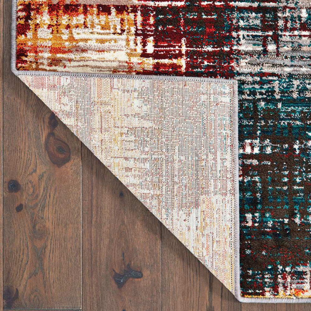10' X 13' Blue Gold Red And Grey Abstract Power Loom Stain Resistant Area Rug - Homeroots - Flyclothing LLC