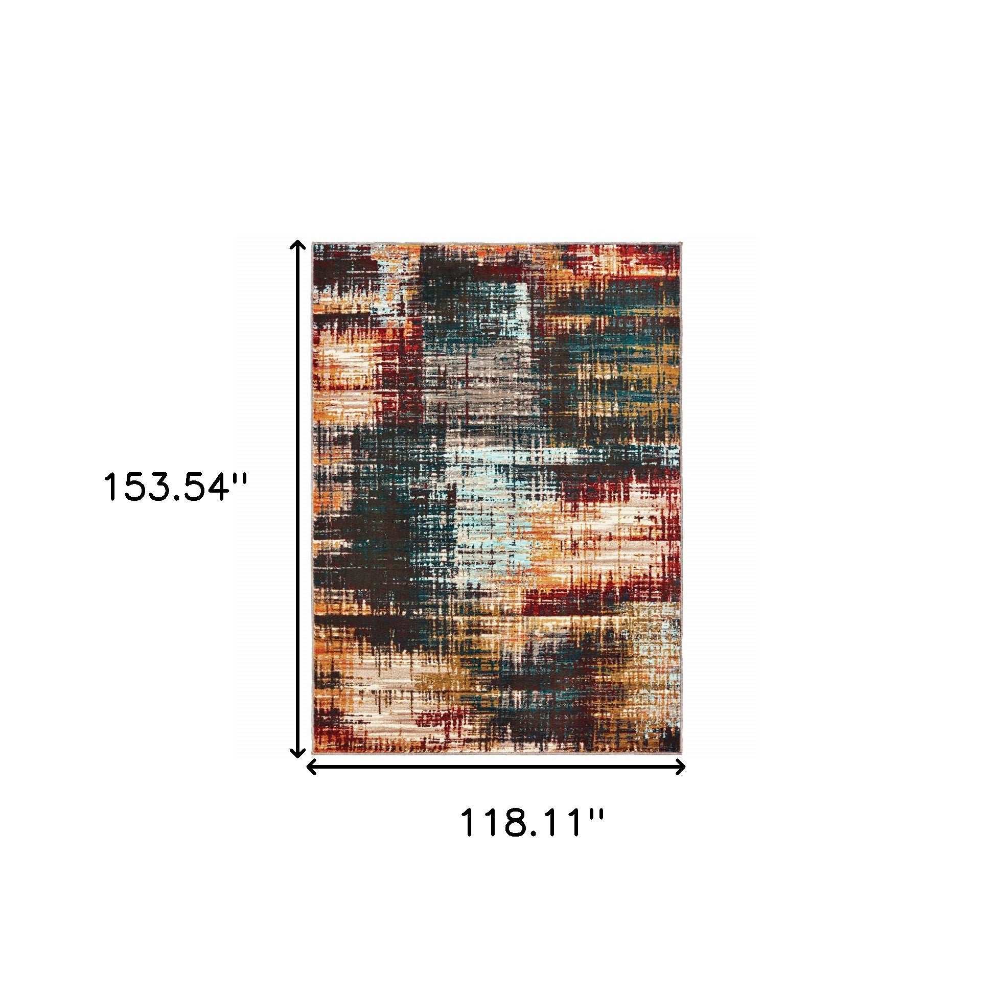 10' X 13' Blue Gold Red And Grey Abstract Power Loom Stain Resistant Area Rug - Homeroots - Flyclothing LLC