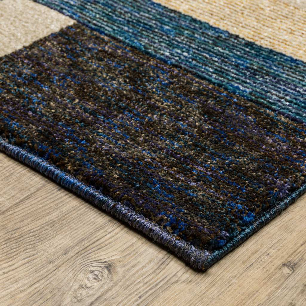 10' X 13' Blue and Beige Geometric Power Loom Area Rug - Homeroots - Flyclothing LLC