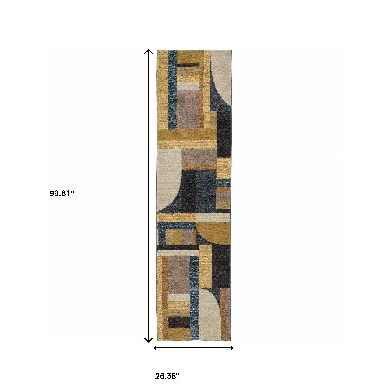8' Runner Blue and Beige Geometric Power Loom Runner Rug - Homeroots - Flyclothing LLC