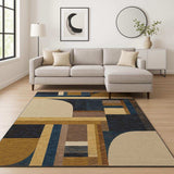 7' X 10' Blue and Beige Geometric Power Loom Area Rug - Homeroots - Flyclothing LLC