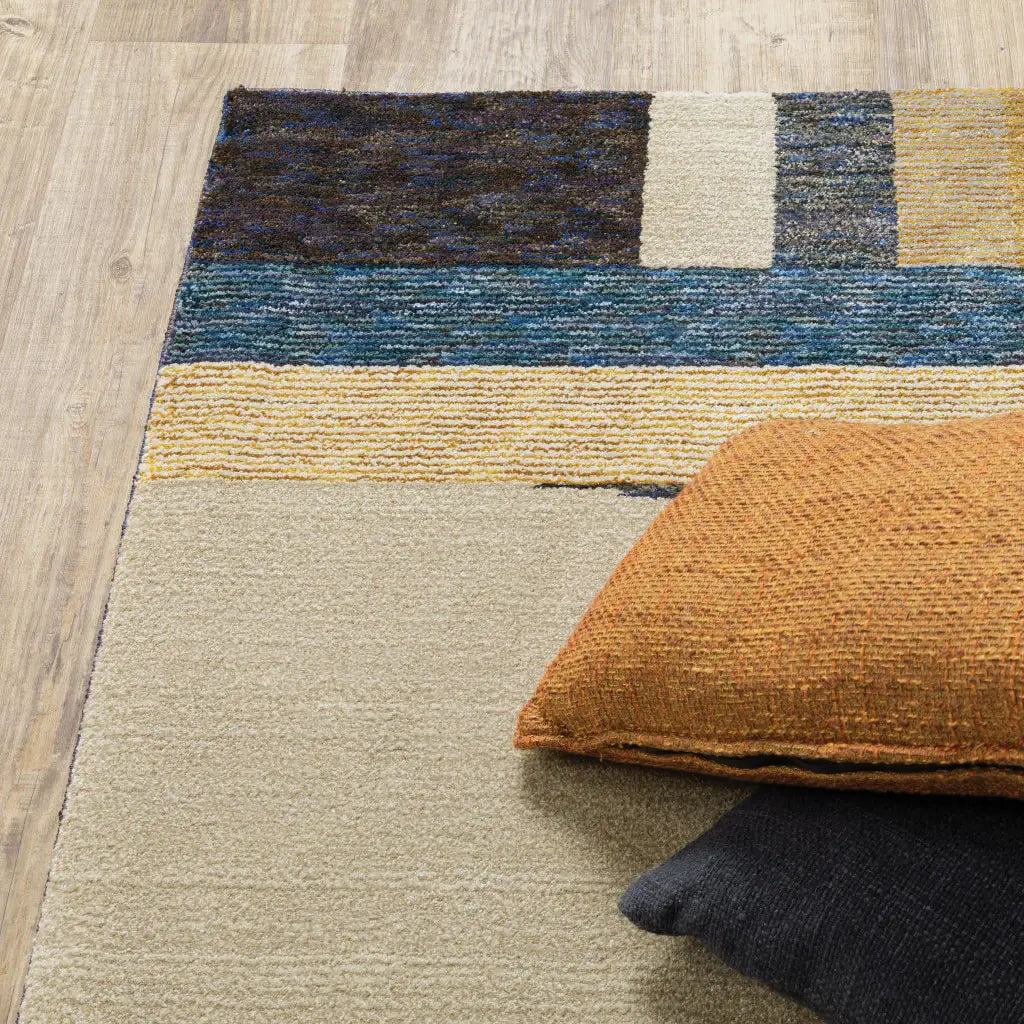 8' X 11' Blue and Beige Geometric Power Loom Area Rug - Homeroots - Flyclothing LLC