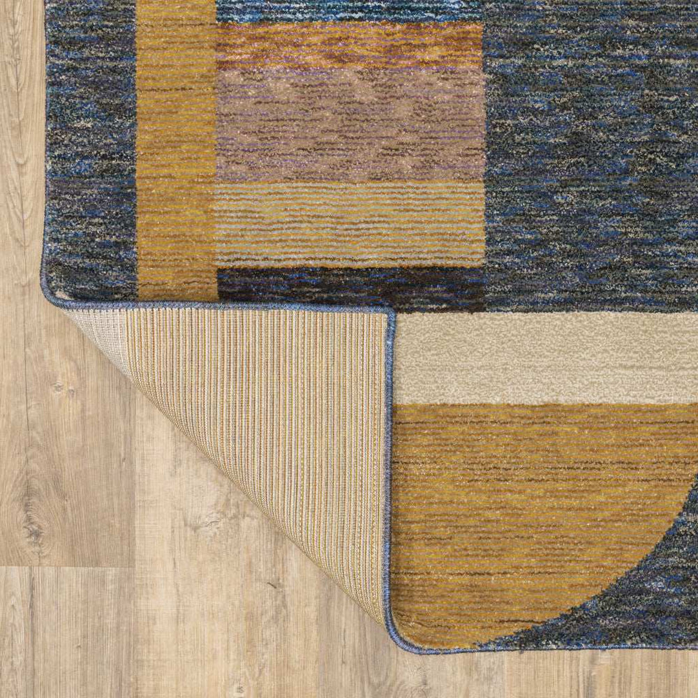 8' X 11' Blue and Beige Geometric Power Loom Area Rug - Homeroots - Flyclothing LLC