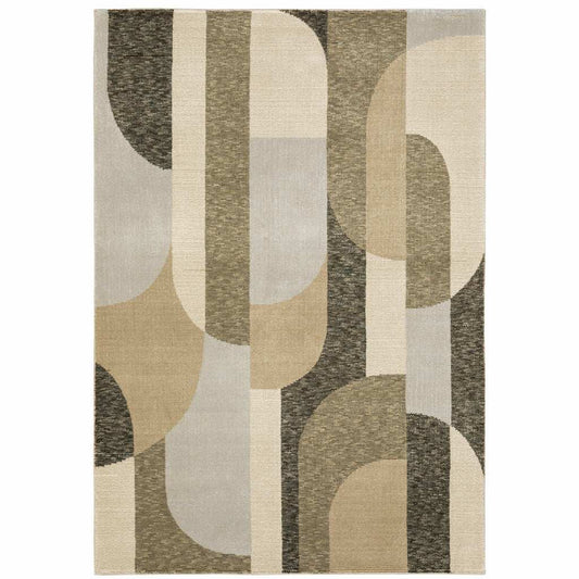 10' X 13' Brown and Ivory Geometric Power Loom Area Rug - Homeroots - Flyclothing LLC