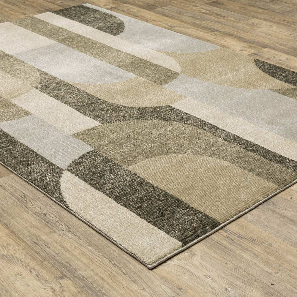 10' X 13' Brown and Ivory Geometric Power Loom Area Rug - Homeroots - Flyclothing LLC