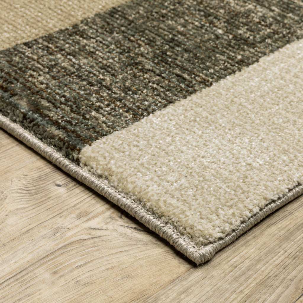 8' Runner Green and Ivory Geometric Power Loom Runner Rug - Homeroots - Flyclothing LLC