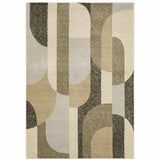 5' X 7' Brown and Ivory Geometric Power Loom Area Rug - Homeroots - Flyclothing LLC